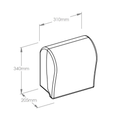 MERIDA SOLID CUT mechaniczny podajnik ręczników papierowych w rolach AUTOMATIC MAXI. front pełen biały - mat. tył transparentny jasny - mat