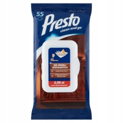 Ściereczka nawilżana PRESTO do mebli drewnianych / 55szt