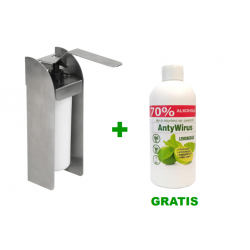 Dozownik łokciowy stalowy + AntyWirus 500ml