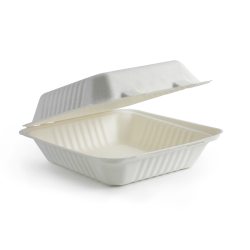 Pojemnik obiadowy menubox z trzciny cukrowej 1-dzielny 22,8 x 22,8 x 7,6 cm – ekologiczny lunchbox na dania na wynos