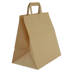 Torba papierowa klockowa 260x160x265 mm – poręczna torba z płaskim uchwytem na zakupy i dania na wynos