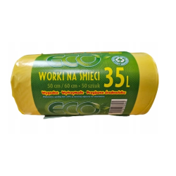 Worki na śmieci LDPE 35 l 50 szt. – żółte